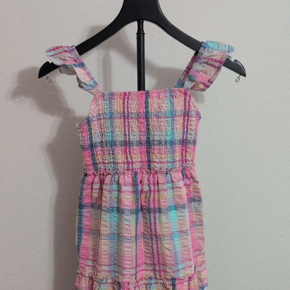 btween Pink and Blue Plaid Kids Dress